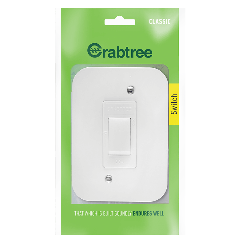 Crabtree Classic Industrial Double Pole 30A Isolator on 119x83 Surface Box