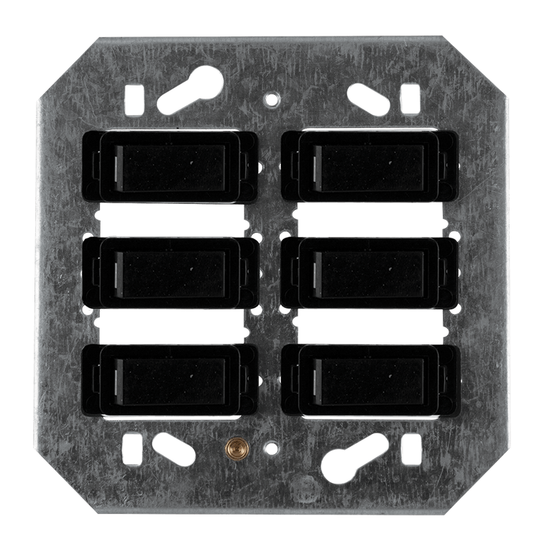 Crabtree Classic 6 Lever 6×1 Way Switch on 4×4 Yoke - Black