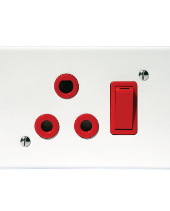 Crabtree Classic Single Dedicated Socket 164-4 - Red Switched on 4×2 Yoke