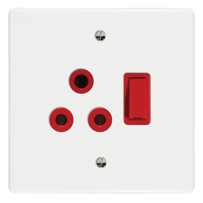 Crabtree Classic Single Isolated STD Socket 164-1 - Red Switched