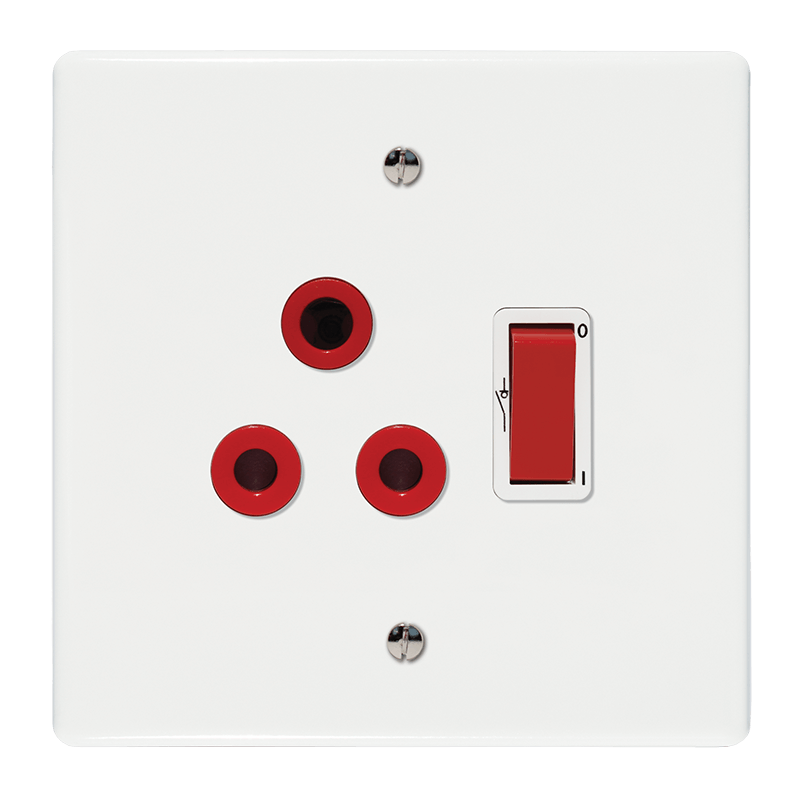 Crabtree Classic Red Double-Pole Switched Socket 164-1