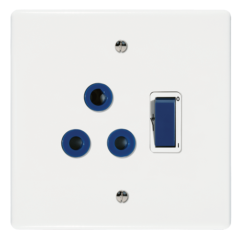 Crabtree Classic Single Isolated Double-pole Switched Socket - Blue & White