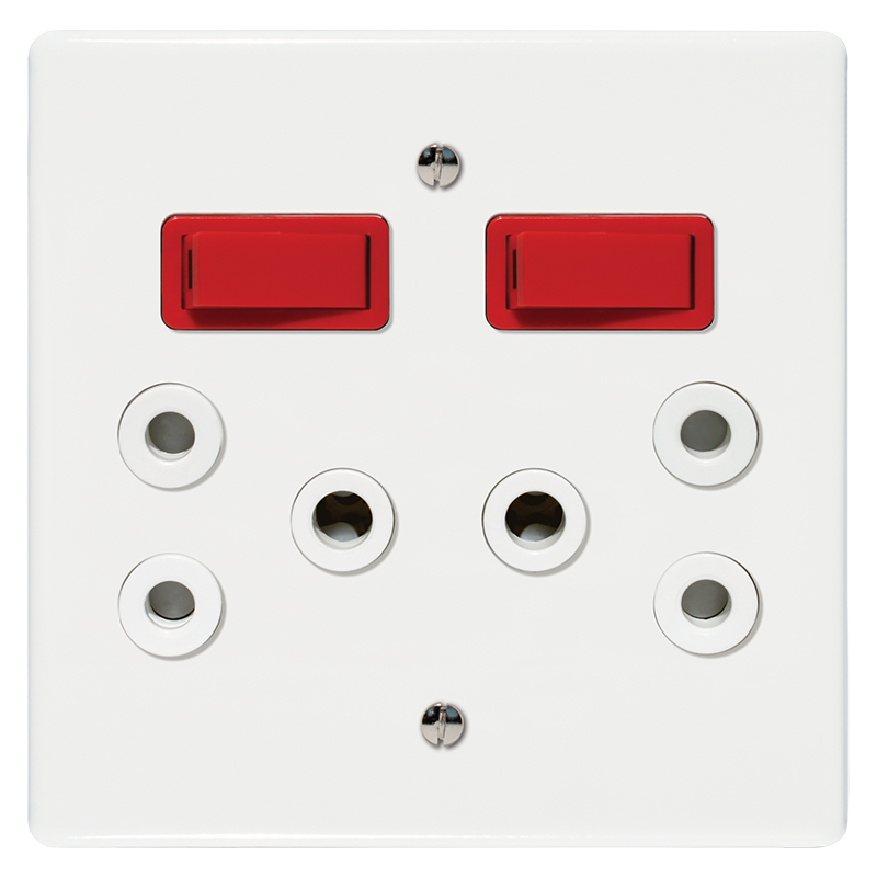 Crabtree Classic Double Isolated STD Socket 164-1 - White Switched