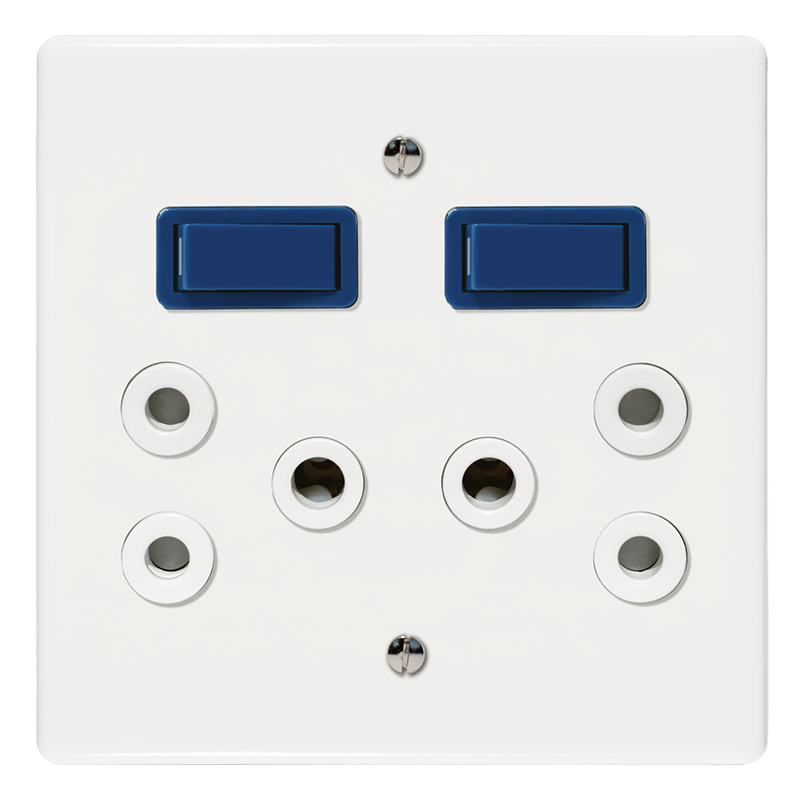 Crabtree Classic Double Isolated STD Socket 164-1 - White with Blue Switch