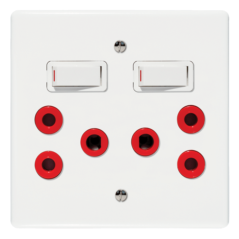 Crabtree Classic Double Dedicated Socket 164-4 Red Switched White