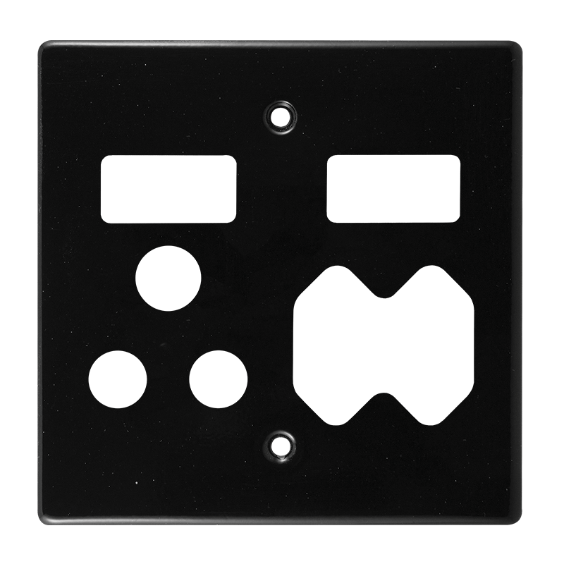 Crabtree Classic 4x4 Black Combo Socket Coverplate