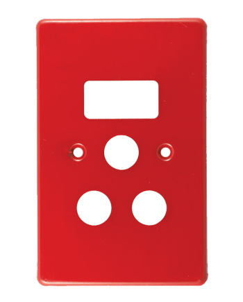 Crabtree Classic Single STD Switched Steel Socket Coverplate - Red, 50x100mm