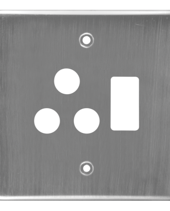 Crabtree Classic Single STD Switched Steel Socket Coverplate with Satin Chrome Finish