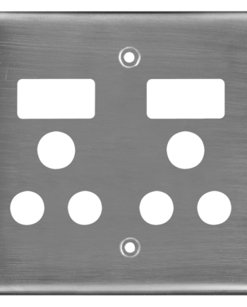 Crabtree Classic Double Monoblock Switched Steel Socket Coverplate, 100x100, Stainless Steel