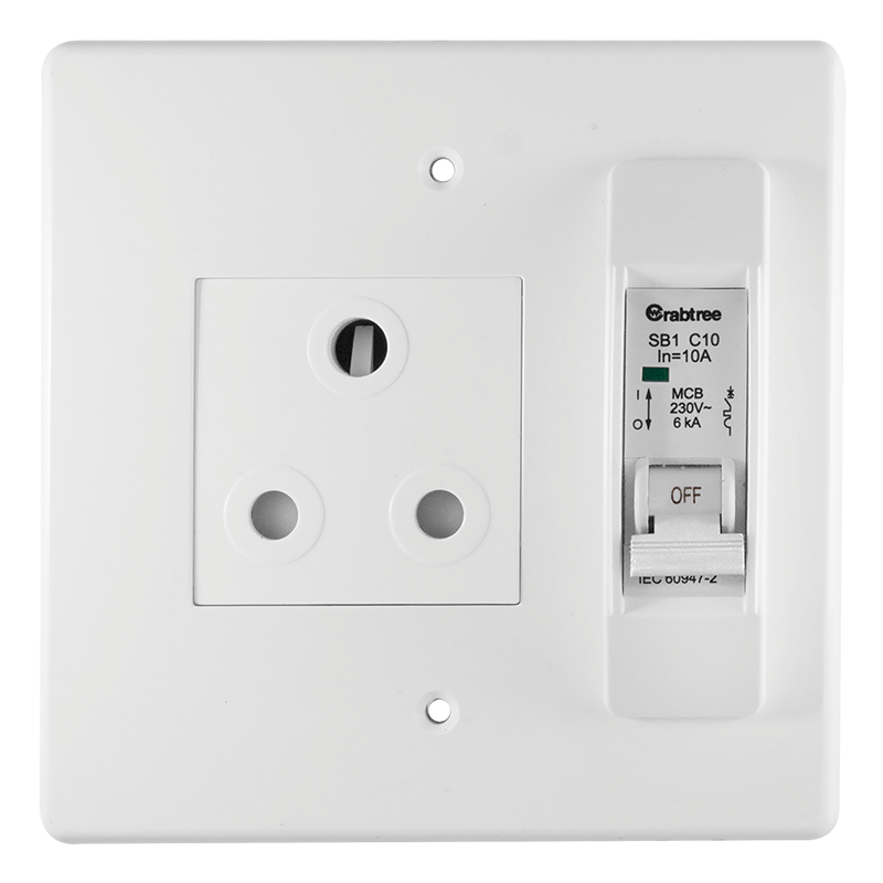 Crabtree Classic 10A Circuit Breaker Single Socket 164-1 with Yoke & Coverplate