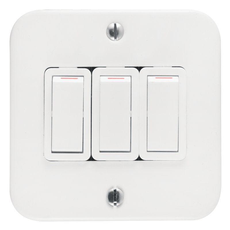 Crabtree Classic 3 Lever Industrial 1 Way Switch on Surface Box (75x75mm)