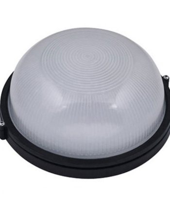 Starlit Large Black Round Outdoor Bulkhead Light with 1XE27 Holder and IP54 Rating