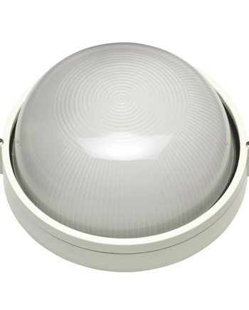 Starlit Small White Round IP54 Outdoor Bulkhead, 1x E27, Max 60W