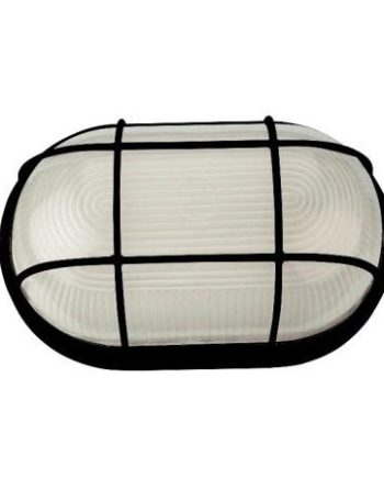 Starlit Large Oval Black Aluminium Outdoor Bulkhead, 1XE27, IP54 Rating