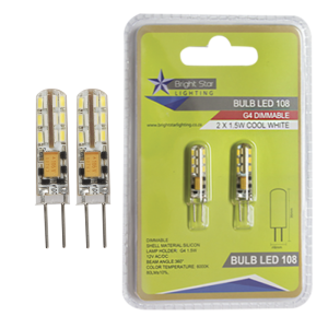 Brightstar 1.5W Dimmable G4 Cool White LED Bulb (12V, 6000K, 80 Lumen)