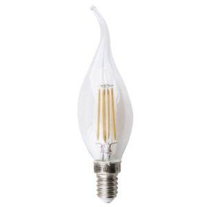 Brightstar 4W Warm White LED Filament Flame Bulb, E14 (SES), Clear Glass