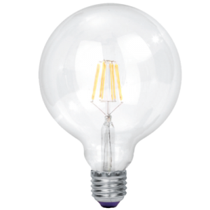 Brightstar 9W Cool White LED Filament Bulb E27 (ES) 4000K, G125 Non-Dimmable Clear Glass