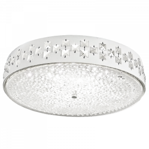 Brightstar Elegant LED Ceiling Fitting with Glass & Crystals and Color-Changing Function (Warm to Cool White)