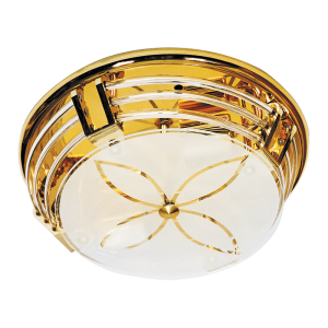 Brightstar CF3017 Brass Ceiling Fitting with Clear Perspex Rings and Frosted Glass (2 x 60W ES)