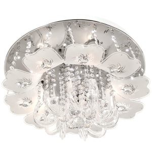 Brightstar Polished Chrome LED Ceiling Fitting with Frosted Glass and Acrylic Crystals