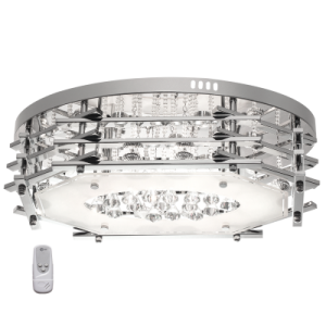 Brightstar Polished Chrome LED Ceiling Fitting with Glass and Crystals