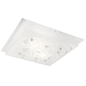Brightstar Elegant Chrome Ceiling Fitting with Frosted Glass and Crystals (Large)