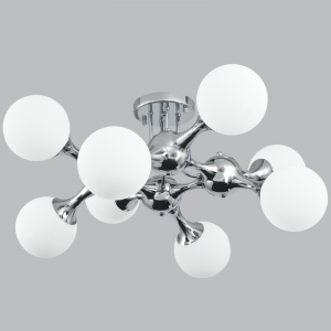 Brightstar CF381/8 Chrome Ceiling Fitting with White Glass Shades