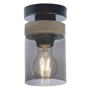 Brightstar CF436 Wood and Metal Ceiling Fitting with Smoke Glass Shade (1 x 40W ES)