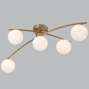 Brightstar CF608/5 Satin Brass Metal and Plastic Ceiling Fitting with Moveable Arms