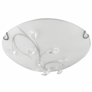 Brightstar CF631 Elegant Glass Ceiling Fitting with Frosted Pattern and Clear Acrylic Crystals