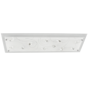 Brightstar CF634/4 White Patterned Glass Ceiling Fitting with Clear Acrylic Crystals (600mm)