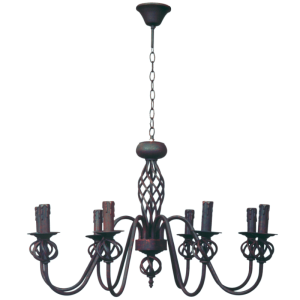 Brightstar Elegant Wrought Iron 8-Light Chandelier in Rust Finish