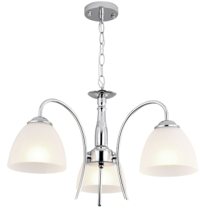 Brightstar Polished Chrome Chandelier with Frosted Glass - 3 Light Design