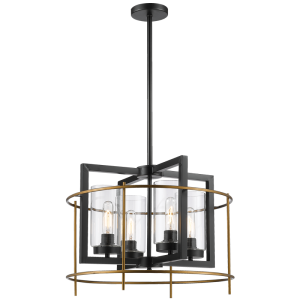 Brightstar Elegant Black and Gold Metal Chandelier with Clear Glass (CH082/4)