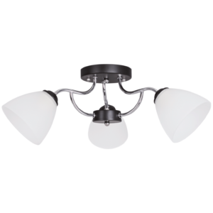 Brightstar Polished Chrome and Black Metal Chandelier with Frosted Glass