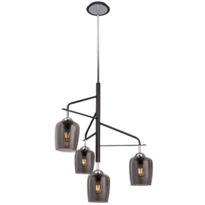 Brightstar CH246/4 Black Polished Chrome Chandelier with Smoke Glass
