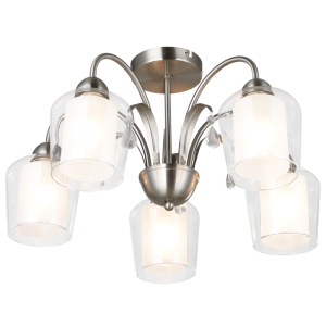 Brightstar Elegant 5-Light Satin Chrome Chandelier with Clear and Frosted Glass