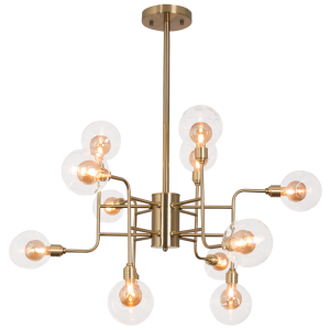 Brightstar Exquisite CH260/12 Brass Metal and Glass 12-Light Chandelier