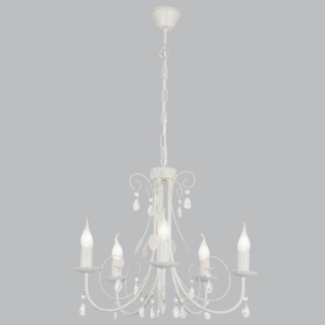 Brightstar Fossil White Metal Chandelier with Clear Acrylic Crystals