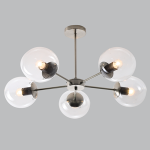 Brightstar Elegant Satin Chrome Metal Chandelier with Clear Glass (CH537/5)