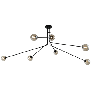 Brightstar CH700/7 Black Metal and Amber Glass Chandelier