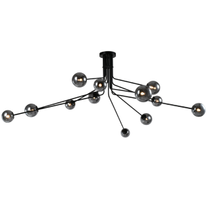 Brightstar Black Metal Chandelier with Smoke Glass - 12 Light G9 LED