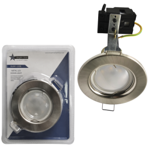 Brightstar DL997 Satin Chrome Straight Metal Downlight with GU10 LED Lamp