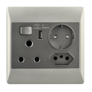 Brightstar EPL361 DUO 16 AMP Plug with RSA Socket, USB, and Schuko - 4X4