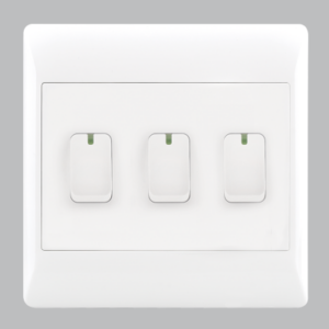 Brightstar ESW007 White 3-Lever 1-Way Electrical Switch - 4x4 Design