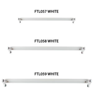 Brightstar FTL057, FTL058, FTL059 T8 LED PVC Open Channel Fitting - Wired for LED Tubes (610mm, 1220mm, 1520mm)