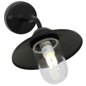 Brightstar L163 Black Outdoor Wall Bracket with Clear Glass (IP44 Rated)
