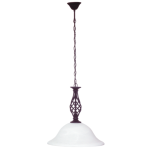 Brightstar Black Metal Pendant with Alabaster Glass Shade