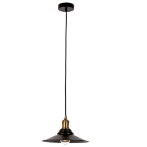 Brightstar PEN265 Matt Black Metal Cord Pendant Light (1 x 60W ES)