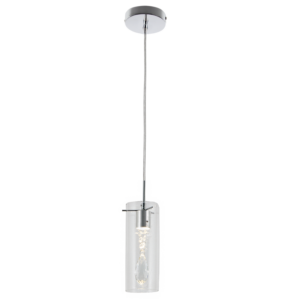 Brightstar PEN280/1 Crystal Polished Chrome Pendant Light with Clear Glass
